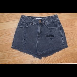 Black denim high waisted shorts